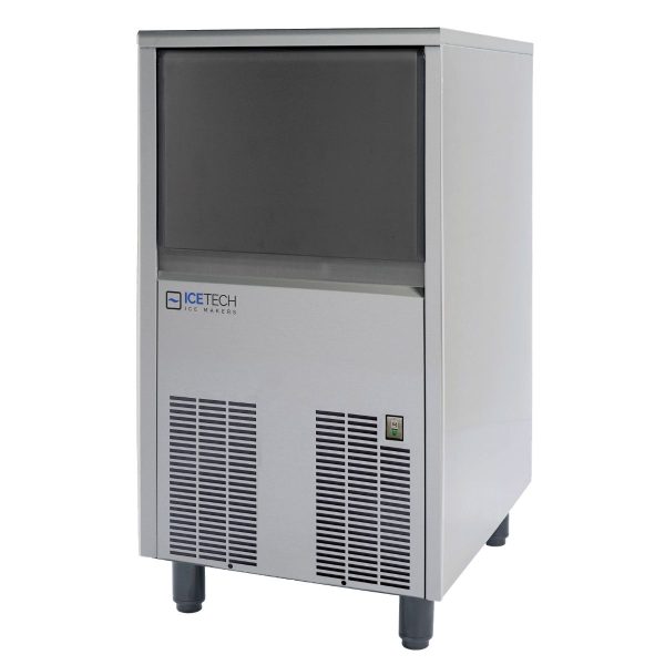 : fabricadora de hielo Icetech SS 45 L R290 cubo solido acero inoxidable, vista lateral